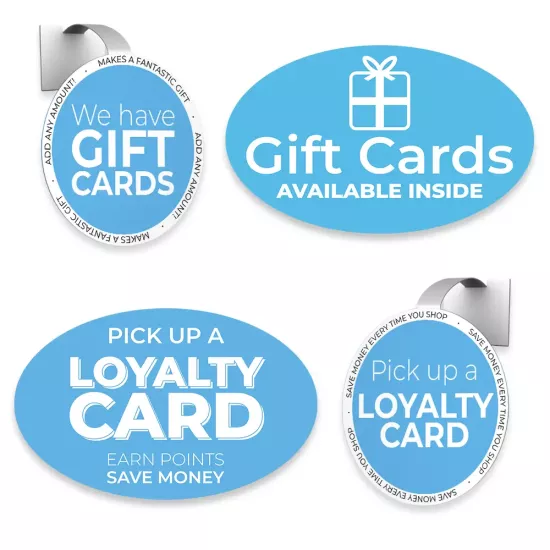 Gift & Loyalty Cards Window Sticker Bundle (Blue)