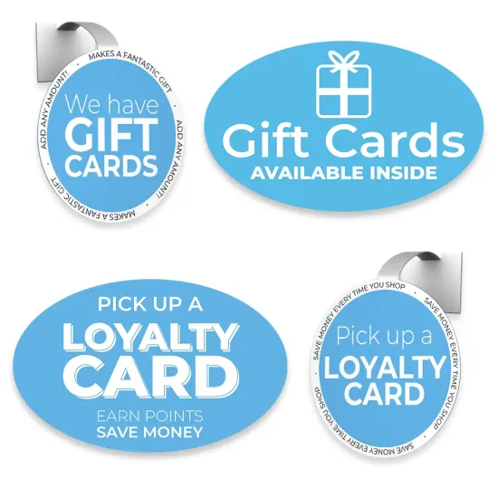 Gift & Loyalty Cards Window Sticker Bundle (Blue)