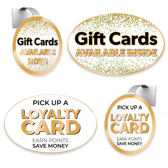 Gift & Loyalty Cards Window Sticker Bundle (Gold)